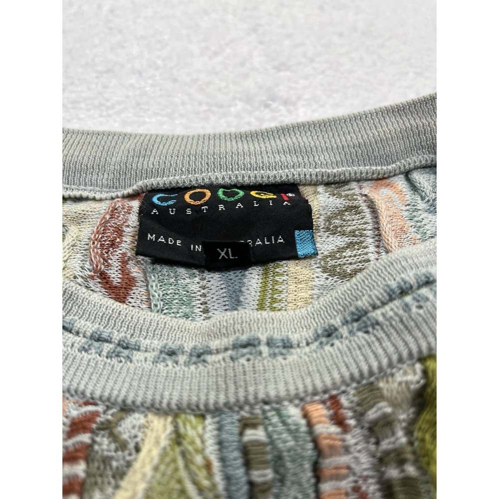 COOGI Women's 3D Cable Knit Crew Neck Size XL Sage Green Colorful 90's - Picture 9 of 13